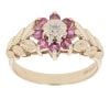 9ct Yellow Gold 0.01c Diamond and Ruby Cluster Ring