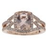 9ct Rose Gold Cubic Zirconia and Morganite Cluster Ring
