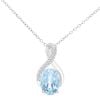 9ct White Gold Blue Topaz and Diamond Crossover Pendant Necklace
