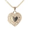 9ct Yellow Gold Patterned Heart Locket Pendant and Chain 16"