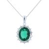 Silver Cubic Zirconia and Green Gem Pendant and Chain by Icesia 18"