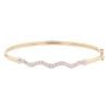 9ct Yellow and White Gold Cubic Zirconia Wave Hinged Bangle