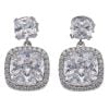 Silver Cubic Zirconia Cluster Drop Stud Earrings by Icesia