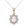 9ct Yellow Gold Cubic Zirconia and Rose Quartz Pendant and Chain 18"