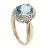 9ct Yellow Gold Blue Topaz And Cubic Zirconia Cluster Ring
