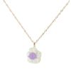 9ct Yellow Gold Mother Of Pearl And Lavender Jade Flower Pendant And Chain 20"