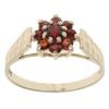 9ct Yellow Gold Garnet Floral Cluster Ring