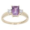 9ct Yellow Gold Amethyst and Cubic Zirconia Three Stone Ring