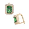 14ct Yellow Gold Cubic Zirconia And Green Gemstone Cluster Earrings