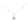 9ct White Gold Halo Cubic Zirconia Pendant & Chain 16"