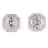 Platinum 2.75ct Asscher Pie Cut Diamond Halo Stud Earrings