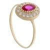 14ct Yellow Gold Cubic Zirconia and Red Gemstone Cluster Ring