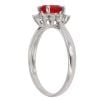 9ct White Gold Cubic Zirconia and Red Gemstone Cluster Ring