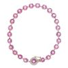 9ct Yellow Gold 0.05ct Diamond And Pink Topaz Bracelet 8"
