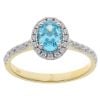 Gold Plated Silver Aquamarine And Cubic Zirconia Cluster Ring