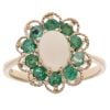 9ct Yellow Gold Emerald And Opal Cluster Ring