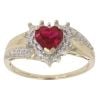 9ct Yellow Gold Created Ruby and 0.05ct Diamond Heart Cluster Ring