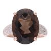 9ct Yellow Gold 0.15ct Diamond And Smokey Quartz Ring