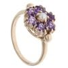 9ct Yellow Gold Amethyst and Pearl Cluster Ring