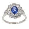 Platinum 1.20ct Sapphire and 0.90ct Diamond Cluster Ring