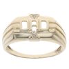 9ct Yellow Gold 0.02ct Diamond Line Patterned Dad Ring