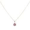 9ct Yellow Gold 0.10ct Diamond And Ruby Floral Cluster Pendant And Chain 16"