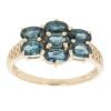 9ct Yellow Gold Blue Gemstone Cluster Ring