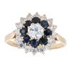9ct Yellow Gold Cubic Zirconia and Sapphire Cluster Ring
