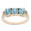 9ct Yellow Gold Blue Gemstone And Cubic Zirconia Ring