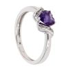 9ct White Gold Created Amethyst and Diamond Heart Dress Ring