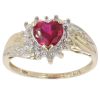 9ct Yellow Gold 0.05ct Diamond And Ruby Heart Twist Ring