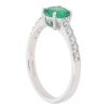 Platinum Emerald and 0.35ct Diamond Ring