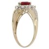 9ct Yellow Gold Created Ruby and 0.05ct Diamond Heart Cluster Ring