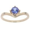 9ct Yellow Gold 0.02ct Diamond and Tanzanite Wishbone Ring