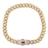 14ct Yellow Gold Monaco Classic Pave Lock Curb Bracelet 7"