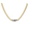 14ct Yellow Gold Monaco Classic Cubic Zirconia Baguette Pave Lock Curb Chain 20"
