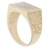 9ct Yellow Gold Cubic Zirconia Patterned Rectangular Signet Ring