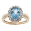 9ct Yellow Gold Blue Topaz And Cubic Zirconia Cluster Ring