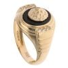 14ct Yellow Gold Cubic Zirconia and Black Enamel Lion Head Oval Signet Ring