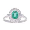 Platinum Emerald and 0.50ct Diamond Ring