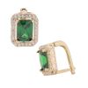 14ct Yellow Gold Green Gemstone And Cubic Zirconia Cluster Earrings