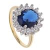 Gold Plated Silver Blue Gemstone And Cubic Zirconia Cluster Ring