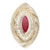 14ct Yellow Gold Greek Key Red Gem Ring