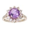 9ct Yellow Gold Amethyst And Cubic Zirconia Cluster Ring