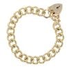 9ct Yellow Gold Heart Lock Charm Bracelet 7"