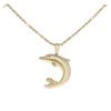 18ct Yellow Gold Cubic Zirconia And Red Gemstone Dolphin Pendant And Chain 18"