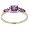 9ct Yellow Gold 0.05ct Diamond and Amethyst Three Stone Ring