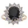 9ct Yellow Gold Sapphire And Cubic Zirconia Cluster Ring