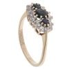 9ct Yellow Gold Cubic Zirconia and Sapphire Triple Cluster Ring
