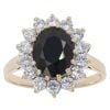 9ct Yellow Gold Cubic Zirconia and Sapphire Cluster Ring